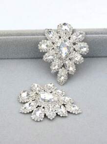 1 Máy Tính 45*59 Mm May Trên Thủy Tinh Pha Lê Trong Suốt Ren Appliques May Hoa Đá Pha Lê Flatback Móng Vuốt Strass Cho váy Cưới Giày Hàng Thủ Công - Đá trong suốt bạc - Xem 5