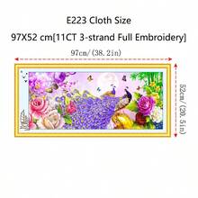 qingfei [Chủ đề] Bộ thêu chữ thập hình chim công và hoa mẫu đơn màu tím in chính xác, phong cảnh tráng lệ và lời chúc may mắn - sợi bông - Xem 2