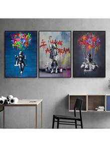 1 Máy Tính Trừu Tượng Đường Phố Graffiti Tranh Canvas Nghệ Áp Phích Và In Hình Nghệ Thuật Treo Tường Hình Ảnh Cho Phòng Ngủ Hoom Trang Trí Bức Tranh Tường Không khung - Nhiều màu - Xem 1