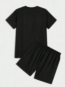 Conjunto masculino camiseta e short camiseta masculina e short masculino 244 - Preto - Visão 2
