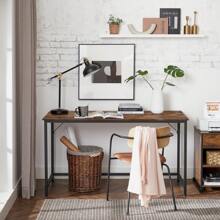 VASAGLE bureau, table, poste de travail, 135 x 60 x 76 cm, pour bureau, salon, chambre, assemblage simple, métal, style industriel, marron rustique et noir - Bordeaux - Voir 1