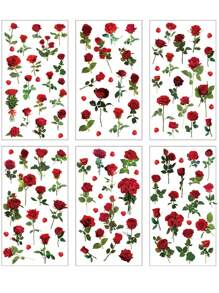 1 paquete de 6 pegatinas de PET de flores botánicas retro, impermeables y removibles, perfectas para decorar diarios, computadoras portátiles, botellas de agua y manualidades DIY