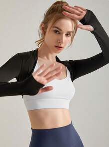 1 pezzo Scialle/Cardigan per danza e fitness, cardigan corto aperto davanti elegante, yoga, asciugatura rapida, top corto