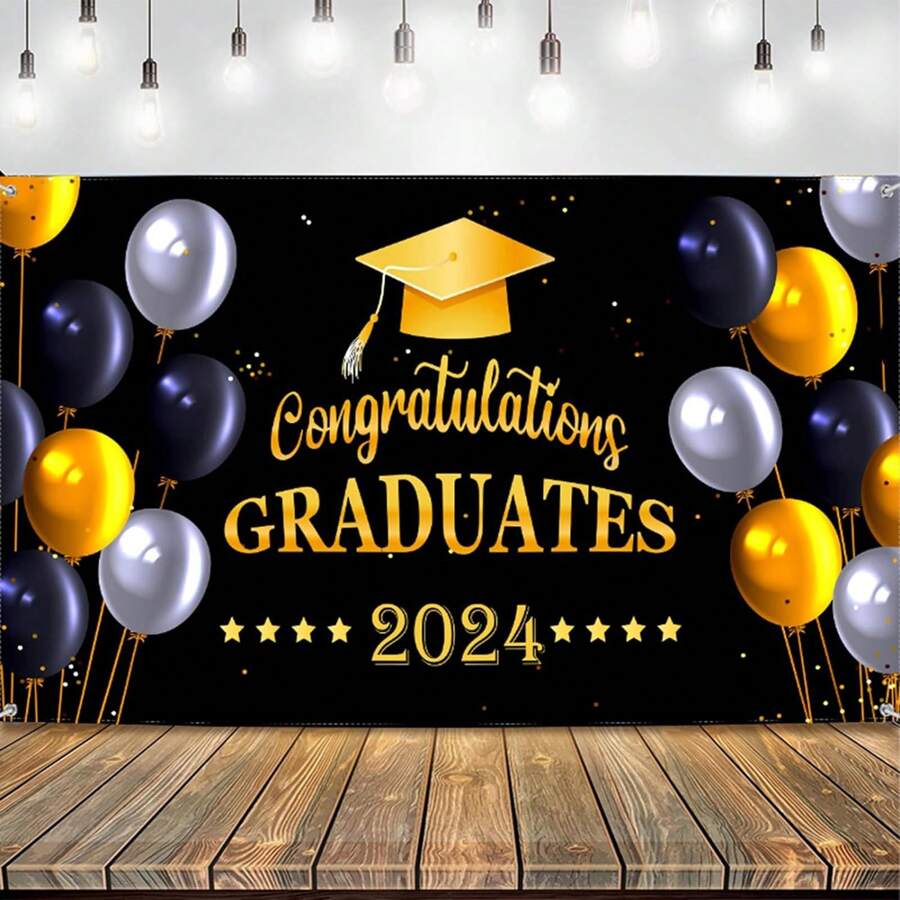 Graduation Party Backdrop Banner, Graduation Ceremony Decoration Hanging Flag, Graduation Banner - Multicolor - View 1
