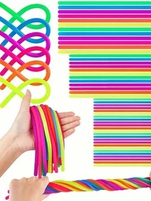 Colorful Visual Sensory Stress Relief TPR Soft Rubber Noodle Elastic Rope Toy DIY Venting Stress Relief Pulling Noodle, Random Color - Multicolor - View 8