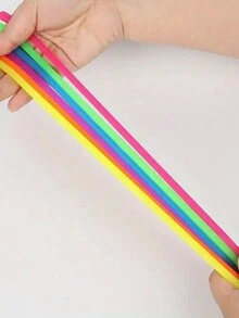 Colorful Visual Sensory Stress Relief TPR Soft Rubber Noodle Elastic Rope Toy DIY Venting Stress Relief Pulling Noodle, Random Color - Multicolor - View 5