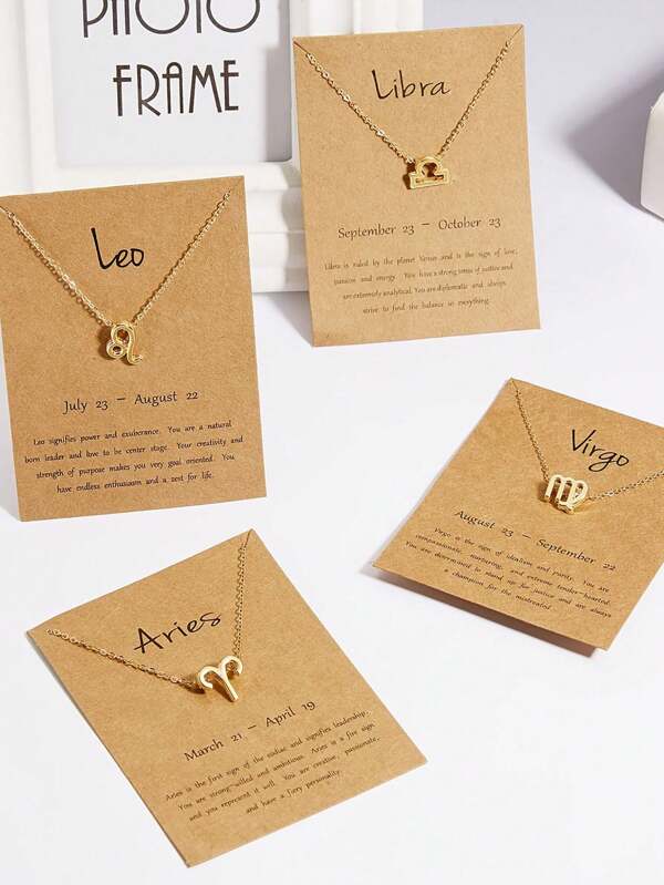 Collar de cadena clavicular versátil con tarjeta de papel de diamantes de imitación de constelación de versión de símbolo creativo, 1 pieza