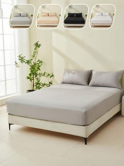 2/3 piezas Juego de ropa de cama de unicolor, Juego de sábanas ajustables, Juego de ropa de cama para dormitorio, Sábanas suaves y cómodas, Funda de colchón de bolsillo profundo, Durable, transpirable, suave, decoración del hogar, se ajusta a varios tamaños de cama - King, Queen, Doble, Individual, 1 pieza y 1/2 pieza Funda de almohada, Lavable a máquina