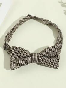 1pc Men Fashionable Houndstooth Patterned Ascot Tie In Grey/Brown, Suitable For Parties And Banquets - A - View 5