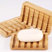 Soap Tray With Drain Soap Dishes For Bathroom/Shower Natural Wood Big Bar Soap Holder - Mocha Brown - View 3