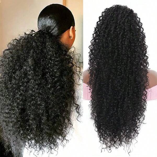 Curly Drawstring Ponytail For  Kinky Ponytail Extension Synthetic Long Black Deep Curly Hair Ponytail  Instant Clip Deep Wave Drawstring Ponytail 20Inch