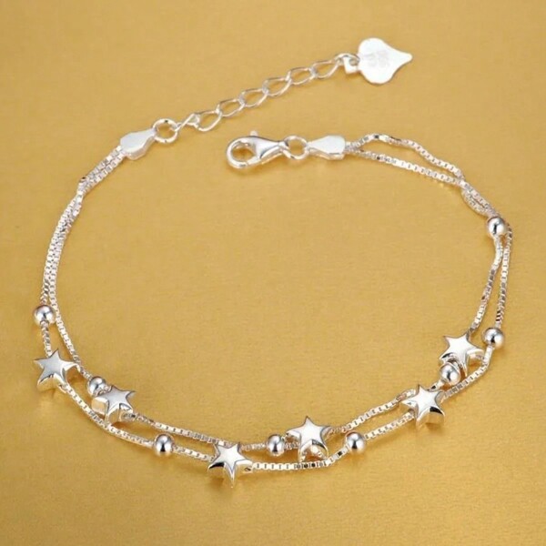 Silver Plating Fine Chain Stars Bracelets For Women Charms Fashion Designer Party Wedding Jewelry Holiday Gifts