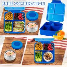 Caja de almuerzo Bento con diseño de dibujos animados y termo para sopa de 8 onzas, contenedores de alimentos a prueba de fugas con 4 compartimentos, de vuelta a la escuela