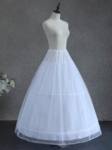 Váy cưới đơn giản màu trắng khí quyển dành cho nữ có hai vòng cộng với sợi dài 90cm bằng ren có thể điều chỉnh được, bồng bềnh bên trong váy chụp ảnh thời trang dự tiệc - trắng - Xem 1