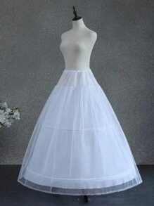 Váy cưới đơn giản màu trắng khí quyển dành cho nữ có hai vòng cộng với sợi dài 90cm bằng ren có thể điều chỉnh được, bồng bềnh bên trong váy chụp ảnh thời trang dự tiệc - trắng - Xem 2