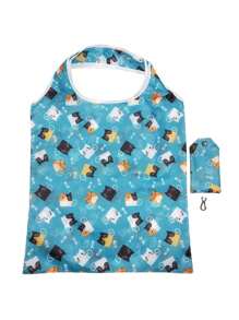 1pc Reusable Shopping Tote Shopping , Large Capacity Polyester Portable Folding For Travel ,Makeup ,Cosmetic ,Vacation Organizer,Large Capacity Makeup Organizer Makeup Case, For Lipstick, Brush, Skincare, Mobile Phone, Coin, Small Items, For Home,Gift,Vacation And Festival Halloween Christmas Multifunctional Use,Boho Vibes