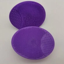 2入組便攜式矽膠洗臉刷，按摩吸盤深層清潔臉部橢圓磨砂板