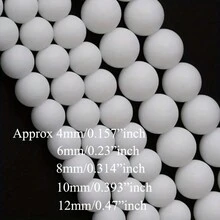 黑白瑪瑙磨砂面圓形珠子，可供珠寶製作 DIY 手鏈使用，15英寸 - Matte White Stone - 查看 10