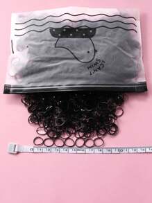 2000个/100个女士一次性弹性时尚发圈，不伤发马尾辫发圈，发绳，家居，护肤配件，头部饰品 - 黑色 - 查看 4