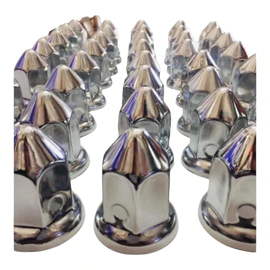 Capuchones cromados Metalicos Unemont Tracto Camion entrada a Presion 20 Piezas - Plateado - Ver 1