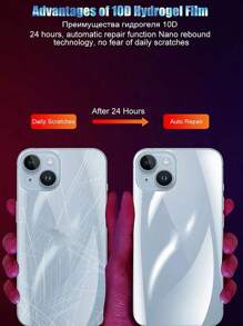 Película protectora de pantalla compatible con iPhone 16, 15 Pro Max, 14 Plus, 13, 12 Mini, 15 Promax, de 4 en 1: película de hidrogel blanda en la parte posterior, película en el marco lateral, cobertura completa [NO ES DE VIDRIO]