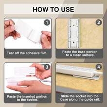 Power Board Bracket And Cable Clamp Kit, 8 Pieces Non-Adhesive Perforated Socket Bracket With 40 Bonded Cable Organizer, Power Board Wall Mounted Cable Management For Kitchen, Home And Office - White - View 6