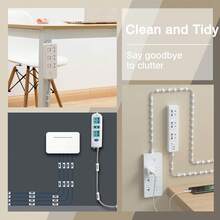 Power Board Bracket And Cable Clamp Kit, 8 Pieces Non-Adhesive Perforated Socket Bracket With 40 Bonded Cable Organizer, Power Board Wall Mounted Cable Management For Kitchen, Home And Office - White - View 2