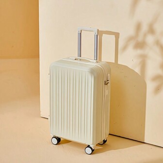 1 pieza de maleta de 22 pulgadas con puerto de carga USB, portavasos, gancho, ruedas silenciosas, candado de combinación, expandible. Maleta adecuada para viajes de negocios, escuela en el extranjero, vacaciones. Regalo ideal para estudiantes, parejas, hombres y mujeres. Accesorio escolar.