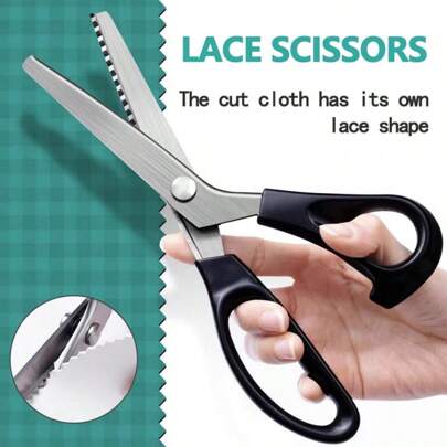 مقصات خياطة مثلثة بأسنان معدنية ونمط كبير موجي لقص الأقمشة الخاصة والأقمشة بشكل عام