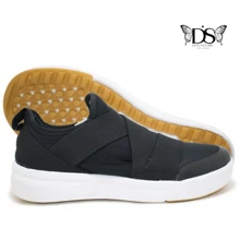 Tênis  unissex Sem Cadarço Elástico - 33/39 Feminino facil de calçar - Preto e Branco - Visão 2