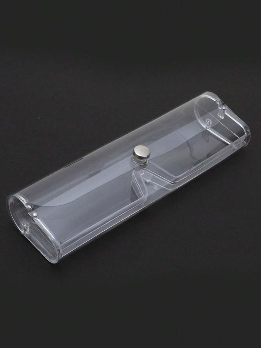 1pc Clear Plastic Eyeglass Case For Rimless Reading Glasses And