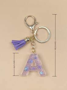 Boho One Piece Of Initial Resin Keychain, Handmade Ornaments, Suitable For Women's Bags, Accessories, Charms, Mobile Phone Accessories Butterfly Shells, Star Sequins Car Accessories Bag Charm School