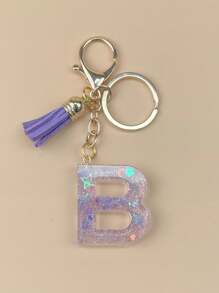 Boho One Piece Of Initial Resin Keychain, Handmade Ornaments, Suitable For Women's Bags, Accessories, Charms, Mobile Phone Accessories Butterfly Shells, Star Sequins Car Accessories Bag Charm School