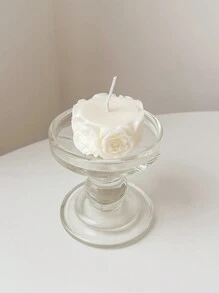 1入優質柱型玫瑰香薰蠟燭，客廳/臥室裝飾，婚禮派對禮品，採用天然大豆蠟製成，並適用於攝影道具 - 白色 - 查看 1