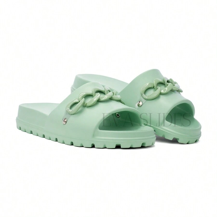 EVVA HIT Chinelo Slide corrente Nuvem Leve Macio Confortável 100% EVA Sandálias feminina feminino sandalia rasteirinha sandálias feminina - Verde - Visão 1