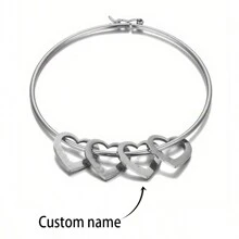 Silver Personalized Engraved Multi-Name (1-6 Names) Heart Pendant Bracelet, Women's Customized Name, Heart-Shaped Pendant, Stainless Steel Bracelet, Gold Jewelry, Mother's Day Gift, Anniversary Gift, Gift For Friends, Proposal, Gift For Classmates, Valentine's Day Gift, Silver, Fashion, Colorful, Vintage, Minimalist, Unisex - Love Bracelet-silver - View 10