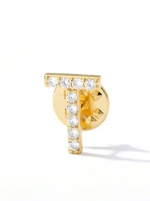 1 PIEZA Broche de oro vintage con inicial de circonita para traje, camisa, cuello de mujer u hombre, de la letra A a la Z, broche de solapa con strass para suéter, abrigo, nombre, joya estética para boda, regalo (sin caja de regalo) - Amarillo Oro - Ver 20