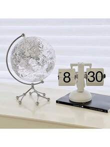 Metallic European Style Retro Flip Clock For Home & Office Desk Decor, Simple Mechanical Modern Clock With Pendulum, Suitable For Both Male And Female Students, Bookshelf, Small Platform, -007 - White - View 5