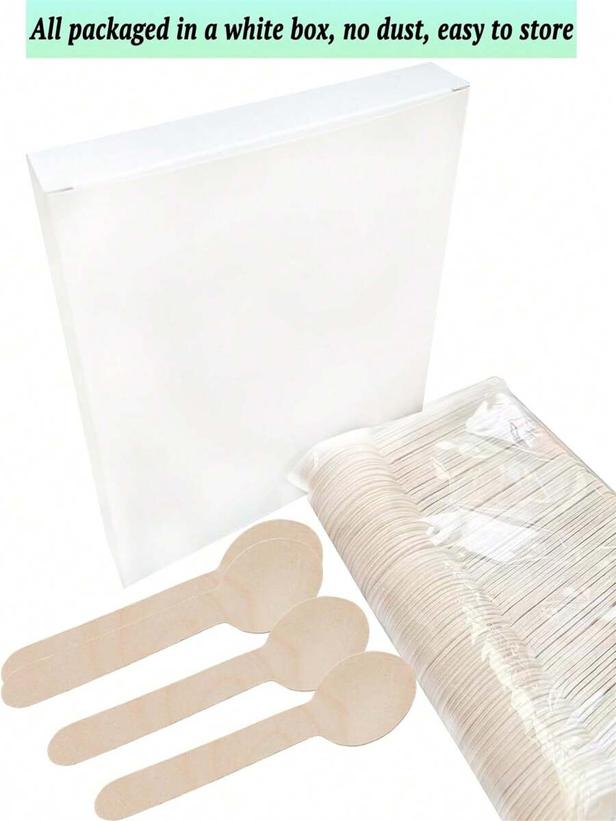 50 paquetes de cucharas de madera desechables - Amarillo Mostaza - Ver 1