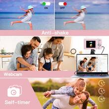 Máy ảnh kỹ thuật số tự động lấy nét,Máy ảnh nhỏ gọn FHD 1080P/48MP với thẻ nhớ 32GB,Máy ảnh cầm tay mini zoom kỹ thuật số 16X dành cho quà tặng ý tưởng cho người mới bắt đầu (Màu hồng) - Hồng - Xem 6
