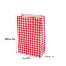 10PCS Colorful Plaid Kraft Paper Bag Candy Biscuit Snack Flower Packaging Vertical Storage Bag Wedding Birthday Party Gift - Multicolor - View 2