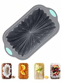 1pc Rectangle Cake Mold 3D Cake Mold Baking Loaf Tool Pastry Baking, Silicone Toast Cake Tray With Steel Ring, Cake Bread Baking Molds - Multicolor - View 10
