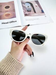 Unisex Cat-Eye Decorative Sunglasses Sunglasses Beach Sun Glasses - Grey - View 3