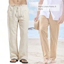 Pantalón De Manta Para Hombre, Playa, Descanso, Yoga - Caqui - Ver 1