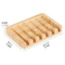 Soap Tray With Drain Soap Dishes For Bathroom/Shower Natural Wood Big Bar Soap Holder - Mocha Brown - View 6