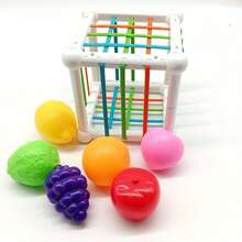 Toddler Shape Sorting Toy - Montessori Early Education Activity Cube Box - Fruit Recognition Grasping ToySchool, Student,Stationery,School Supplies - Multicolor - View 9