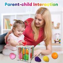 Toddler Shape Sorting Toy - Montessori Early Education Activity Cube Box - Fruit Recognition Grasping ToySchool, Student,Stationery,School Supplies - Multicolor - View 3
