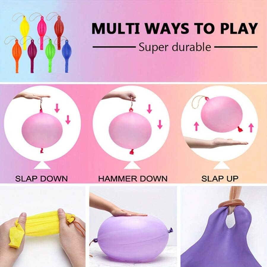 10/20pcs Vibrant Punch Balloons With Elastic Bands Durable, Heavy