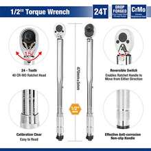 Adjustable Torque Wrench 28 -210Nm 1/2" Square Drive Hand Ratchet Tool With Case - Silver - View 2