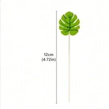 200/100/50/20pcs Appetizer Cocktail Picks, Fancy Green Leaf Toothpicks For Party, 4.7 Inches Long Bamboo Skewers For Tropical Turtle Back Bamboo Leaf , Fruits,Christmas - Green - View 7